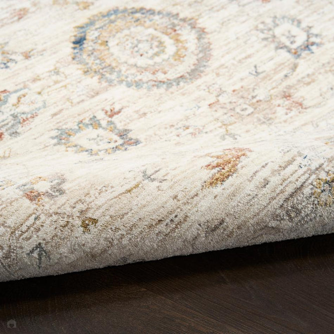 Antique Fusion ANF04 Traditional Vintage Distressed Allover Floral Soft Smooth Polyester Low Profile Short Pile Ivory/Multicolour Rug-Nourison-Rug Love - The Most Loved Rug Store