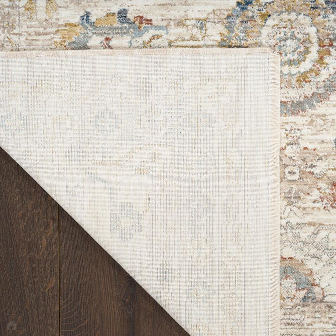 Antique Fusion ANF04 Traditional Vintage Distressed Allover Floral Soft Smooth Polyester Low Profile Short Pile Ivory/Multicolour Rug-Nourison-Rug Love - The Most Loved Rug Store