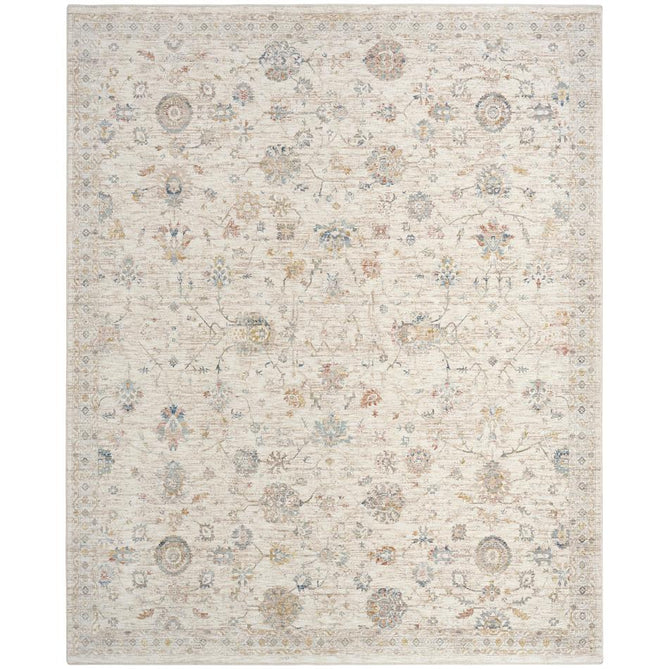 Antique Fusion ANF04 Traditional Vintage Distressed Allover Floral Soft Smooth Polyester Low Profile Short Pile Ivory/Multicolour Rug-Nourison-Rug Love - The Most Loved Rug Store