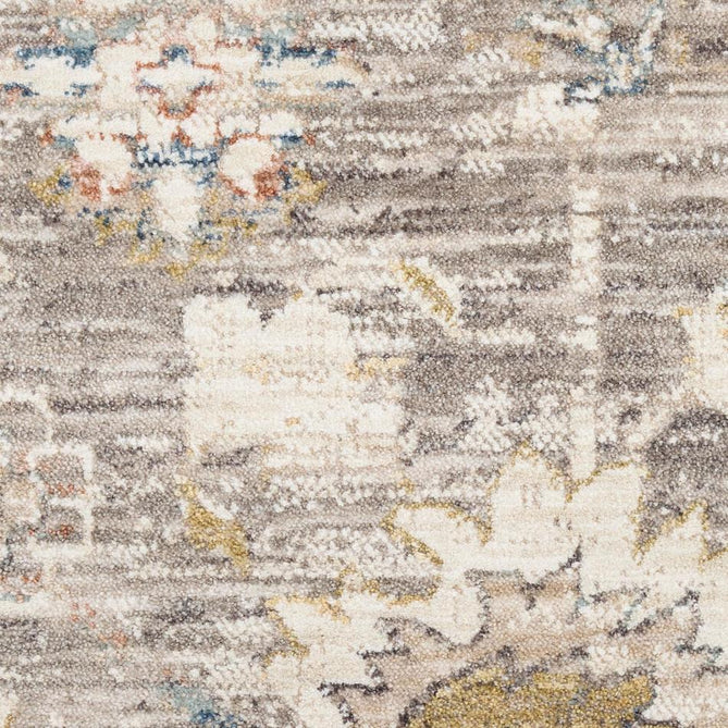 Antique Fusion ANF05 Traditional Vintage Distressed Allover Floral Border Soft Smooth Polyester Low Profile Short Pile Grey Rug-Nourison-Rug Love - The Most Loved Rug Store