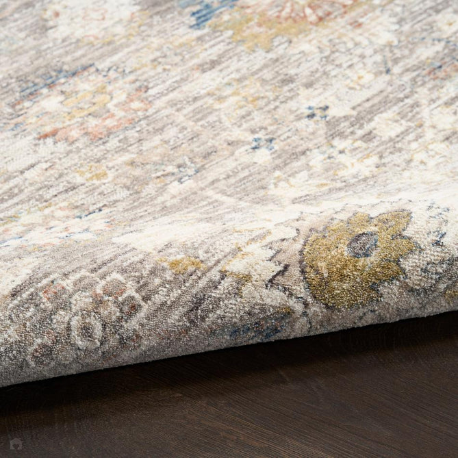 Antique Fusion ANF05 Traditional Vintage Distressed Allover Floral Border Soft Smooth Polyester Low Profile Short Pile Grey Rug-Nourison-Rug Love - The Most Loved Rug Store