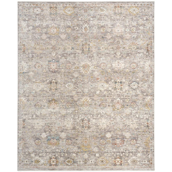 Antique Fusion ANF05 Traditional Vintage Distressed Allover Floral Border Soft Smooth Polyester Low Profile Short Pile Grey Rug-Nourison-Rug Love - The Most Loved Rug Store