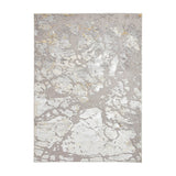 Apollo 2677 Modern Abstract Distressed Marble Metallic Shimmer High-Density Textured Flat Pile Grey/Gold/Cream Rug