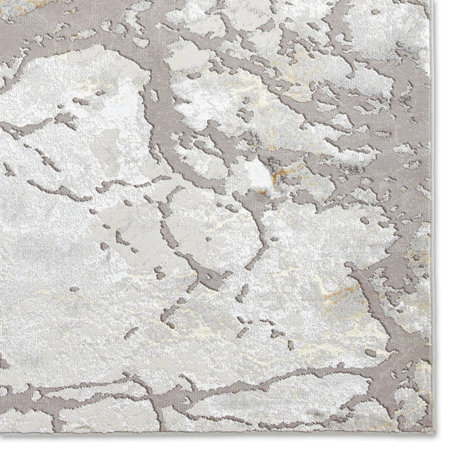 Apollo 2677 Modern Abstract Distressed Marble Metallic Shimmer High-Density Textured Low Profile Short-Pile Grey/Gold/Cream Rug-Think Rugs-Rug Love - The Most Loved Rug Store