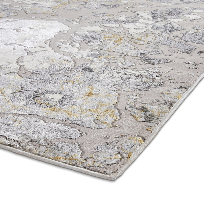 Apollo 2677 Modern Abstract Distressed Marble Metallic Shimmer High-Density Textured Low Profile Short-Pile Grey/Gold/Cream Rug-Think Rugs-Rug Love - The Most Loved Rug Store