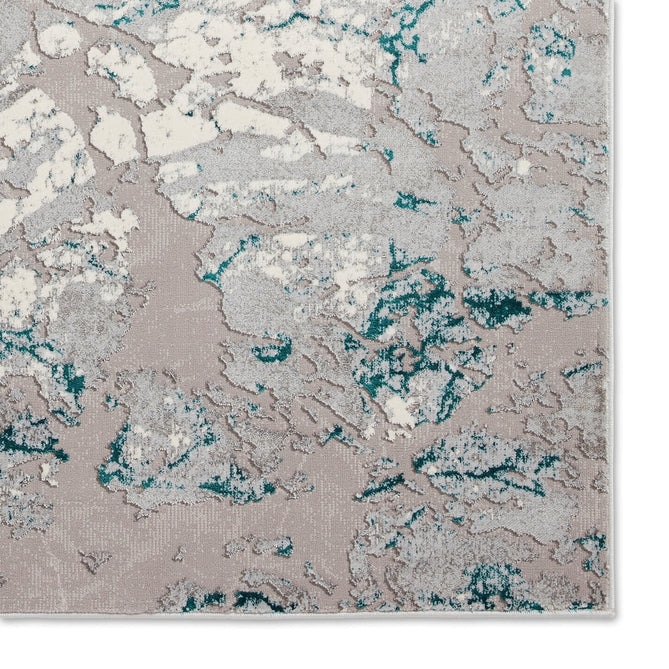 Apollo 2677 Modern Abstract Distressed Marble Metallic Shimmer High-Density Textured Low Profile Short-Pile Grey/Green/Cream Rug-Think Rugs-Rug Love - The Most Loved Rug Store