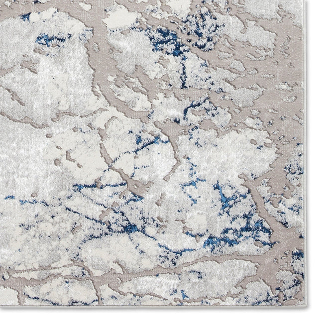 Apollo 2677 Modern Abstract Distressed Marble Metallic Shimmer High-Density Textured Low Profile Short-Pile Grey/Navy/Cream Rug-Think Rugs-Rug Love - The Most Loved Rug Store