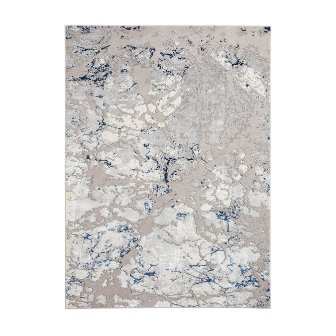 Apollo 2677 Modern Abstract Distressed Marble Metallic Shimmer High-Density Textured Low Profile Short-Pile Grey/Navy/Cream Rug-Think Rugs-Rug Love - The Most Loved Rug Store