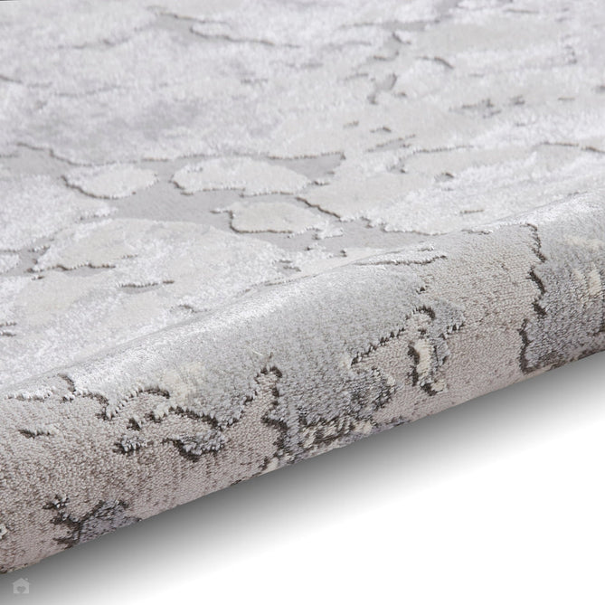 Apollo 2677 Modern Abstract Distressed Marble Metallic Shimmer High-Density Textured Low Profile Short-Pile Grey/Silver/Ivory Rug-Think Rugs-Rug Love - The Most Loved Rug Store