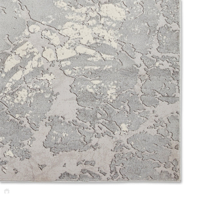 Apollo 2677 Modern Abstract Distressed Marble Metallic Shimmer High-Density Textured Low Profile Short-Pile Grey/Silver/Ivory Rug-Think Rugs-Rug Love - The Most Loved Rug Store