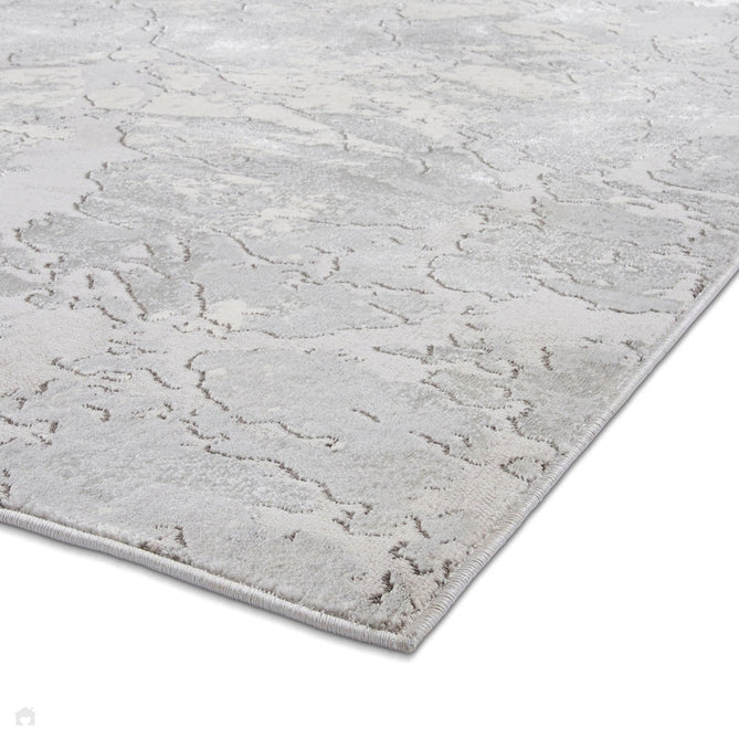 Apollo 2677 Modern Abstract Distressed Marble Metallic Shimmer High-Density Textured Low Profile Short-Pile Grey/Silver/Ivory Rug-Think Rugs-Rug Love - The Most Loved Rug Store