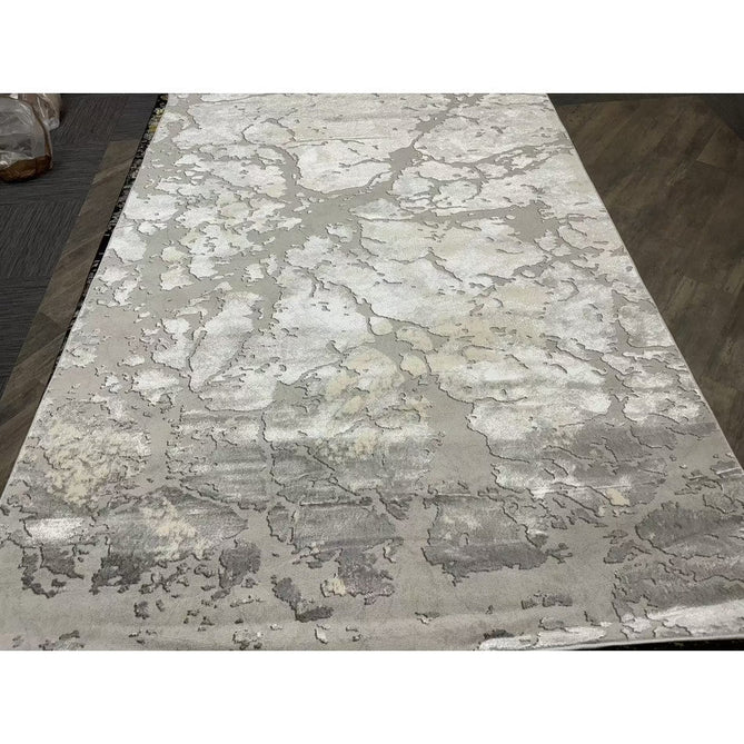 Apollo 2677 Modern Abstract Distressed Marble Metallic Shimmer High-Density Textured Low Profile Short-Pile Grey/Silver/Ivory Rug-Think Rugs-Rug Love - The Most Loved Rug Store