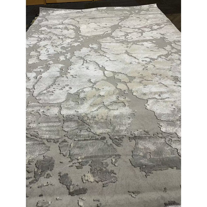 Apollo 2677 Modern Abstract Distressed Marble Metallic Shimmer High-Density Textured Low Profile Short-Pile Grey/Silver/Ivory Rug-Think Rugs-Rug Love - The Most Loved Rug Store