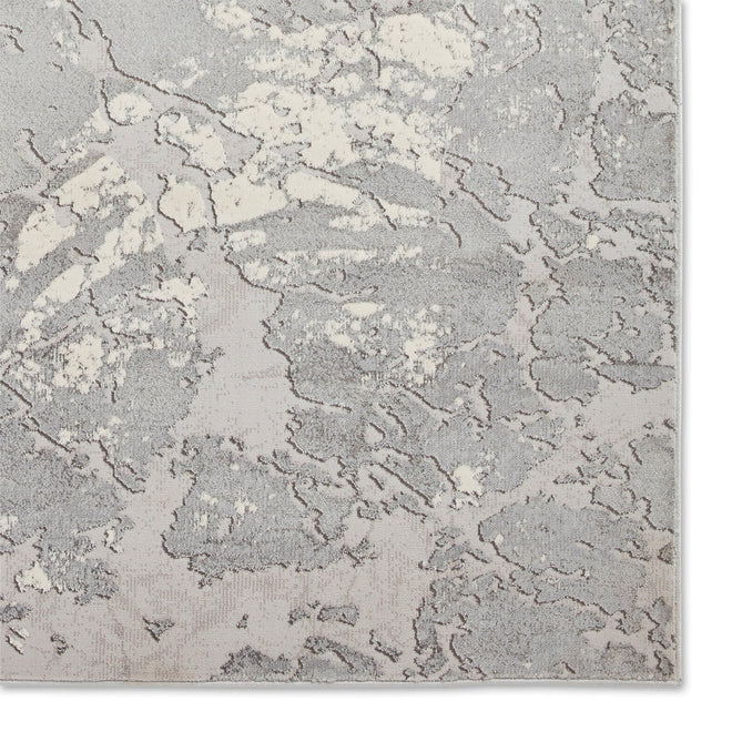 Apollo 2677 Modern Abstract Distressed Marble Metallic Shimmer High-Density Textured Low Profile Short-Pile Grey/Silver/Ivory Rug-Think Rugs-Rug Love - The Most Loved Rug Store