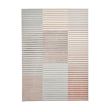 Apollo 2681 Modern Geometric Striped Blocks Distressed Metallic Shimmer High-Density Textured Flat Pile Grey/Rose/Cream Rug