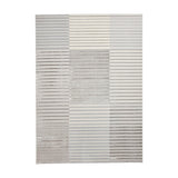 Apollo 2681 Modern Geometric Striped Blocks Distressed Metallic Shimmer High-Density Textured Flat Pile Grey/Silver/Ivory Rug