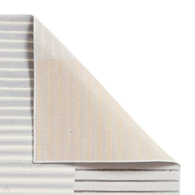 Apollo 2681 Modern Geometric Striped Linear Blocks Distressed Metallic Shimmer High-Density Textured Low Profile Short-Pile Grey/Gold/Cream Rug-Think Rugs-Rug Love - The Most Loved Rug Store