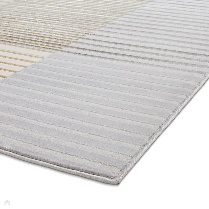 Apollo 2681 Modern Geometric Striped Linear Blocks Distressed Metallic Shimmer High-Density Textured Low Profile Short-Pile Grey/Gold/Cream Rug-Think Rugs-Rug Love - The Most Loved Rug Store
