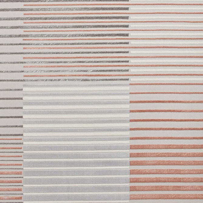 Apollo 2681 Modern Geometric Striped Linear Blocks Distressed Metallic Shimmer High-Density Textured Low Profile Short-Pile Grey/Rose/Cream Rug-Think Rugs-Rug Love - The Most Loved Rug Store