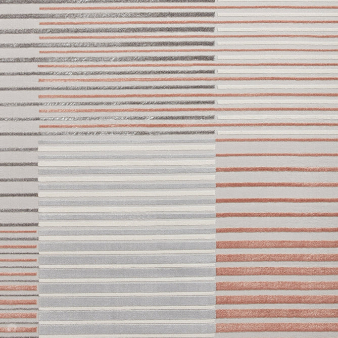 Apollo 2681 Modern Geometric Striped Linear Blocks Distressed Metallic Shimmer High-Density Textured Low Profile Short-Pile Grey/Rose/Cream Rug-Think Rugs-Rug Love - The Most Loved Rug Store