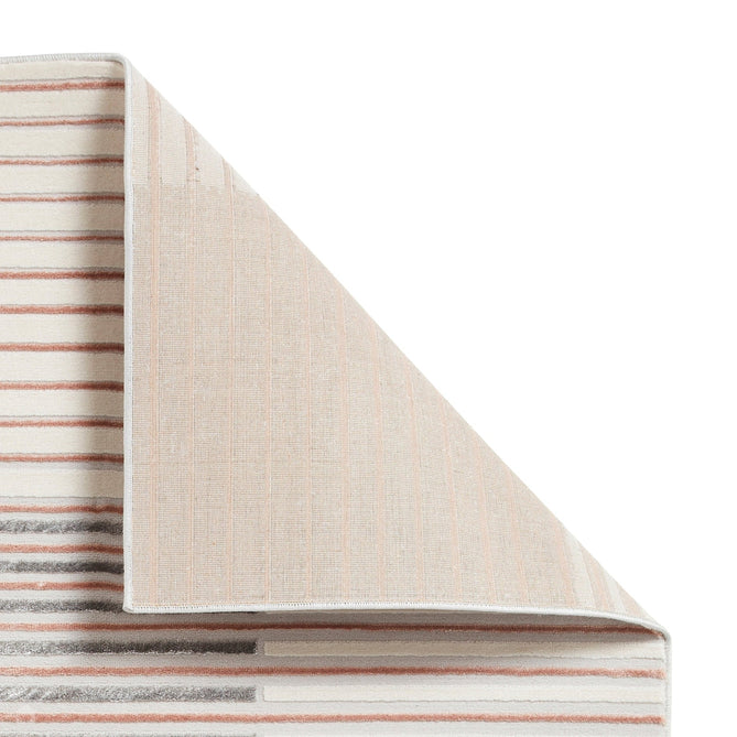 Apollo 2681 Modern Geometric Striped Linear Blocks Distressed Metallic Shimmer High-Density Textured Low Profile Short-Pile Grey/Rose/Cream Rug-Think Rugs-Rug Love - The Most Loved Rug Store