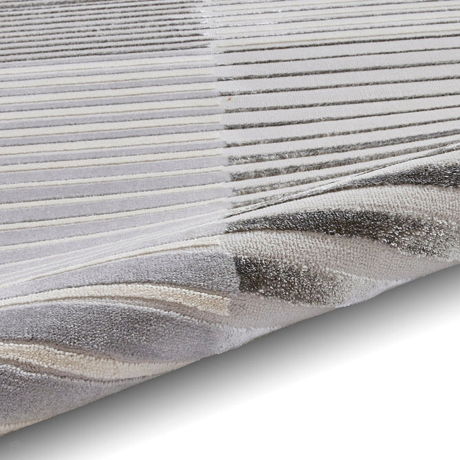 Apollo 2681 Modern Geometric Striped Linear Blocks Distressed Metallic Shimmer High-Density Textured Low Profile Short-Pile Grey/Silver/Ivory Rug-Think Rugs-Rug Love - The Most Loved Rug Store