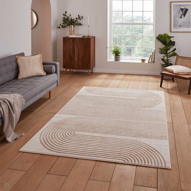 Apollo 2683 Modern Geometric Swirl Distressed Metallic Shimmer High-Density Textured Low Profile Short-Pile Beige/Grey/Bronze/Terra/Brown/Cream Rug-Think Rugs-Rug Love - The Most Loved Rug Store