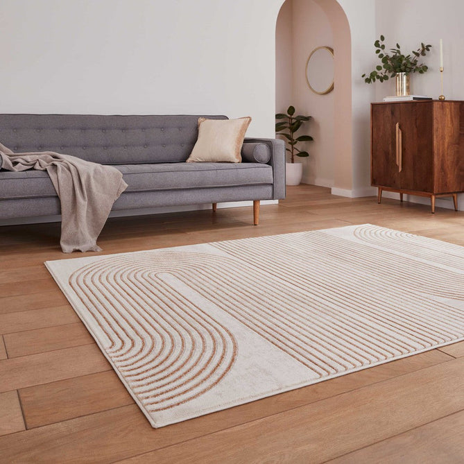 Apollo 2683 Modern Geometric Swirl Distressed Metallic Shimmer High-Density Textured Low Profile Short-Pile Beige/Grey/Bronze/Terra/Brown/Cream Rug-Think Rugs-Rug Love - The Most Loved Rug Store