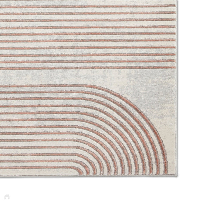 Apollo 2683 Modern Geometric Swirl Distressed Metallic Shimmer High-Density Textured Low Profile Short-Pile Cream/Grey/Rose Rug-Think Rugs-Rug Love - The Most Loved Rug Store
