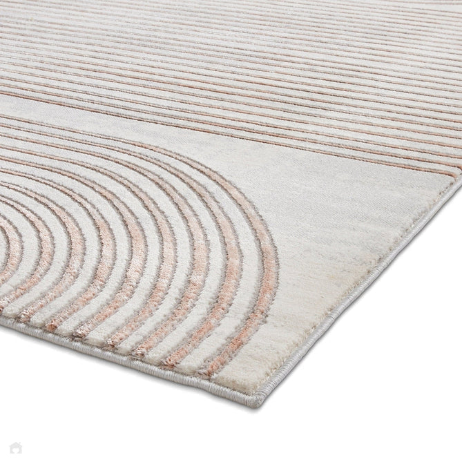 Apollo 2683 Modern Geometric Swirl Distressed Metallic Shimmer High-Density Textured Low Profile Short-Pile Cream/Grey/Rose Rug-Think Rugs-Rug Love - The Most Loved Rug Store
