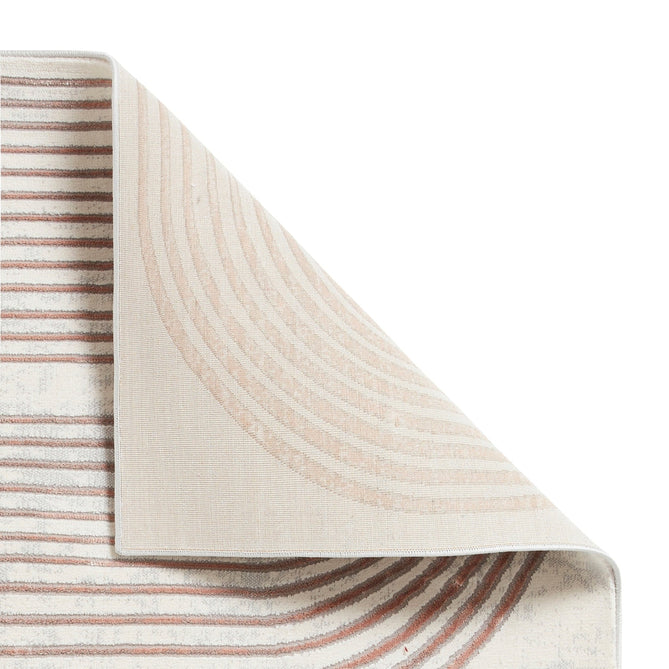 Apollo 2683 Modern Geometric Swirl Distressed Metallic Shimmer High-Density Textured Low Profile Short-Pile Cream/Grey/Rose Rug-Think Rugs-Rug Love - The Most Loved Rug Store