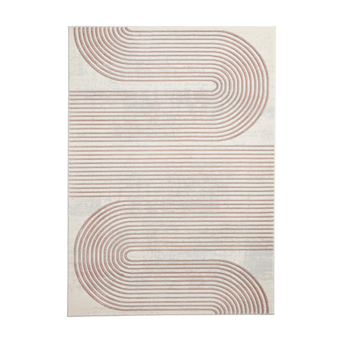 Apollo 2683 Modern Geometric Swirl Distressed Metallic Shimmer High-Density Textured Low Profile Short-Pile Cream/Grey/Rose Rug-Think Rugs-Rug Love - The Most Loved Rug Store