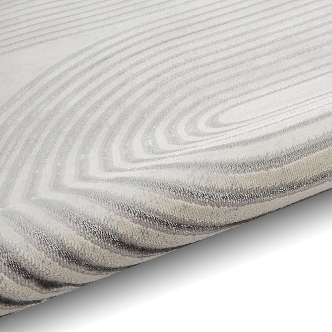 Apollo 2683 Modern Geometric Swirl Distressed Metallic Shimmer High-Density Textured Low Profile Short-Pile Cream/Grey/Silver Rug-Think Rugs-Rug Love - The Most Loved Rug Store