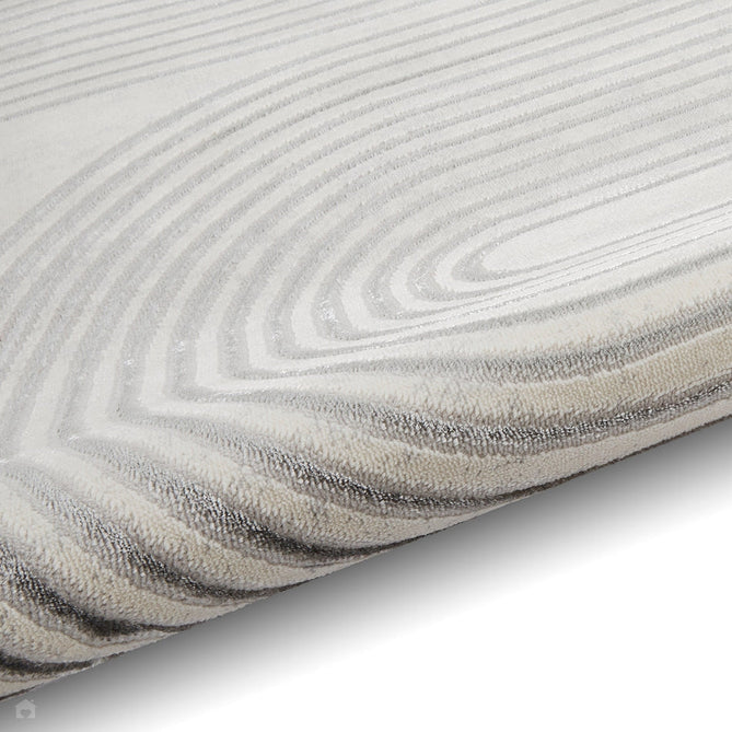 Apollo 2683 Modern Geometric Swirl Distressed Metallic Shimmer High-Density Textured Low Profile Short-Pile Cream/Grey/Silver Rug-Think Rugs-Rug Love - The Most Loved Rug Store