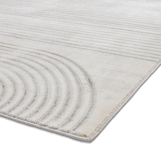 Apollo 2683 Modern Geometric Swirl Distressed Metallic Shimmer High-Density Textured Low Profile Short-Pile Cream/Grey/Silver Rug-Think Rugs-Rug Love - The Most Loved Rug Store