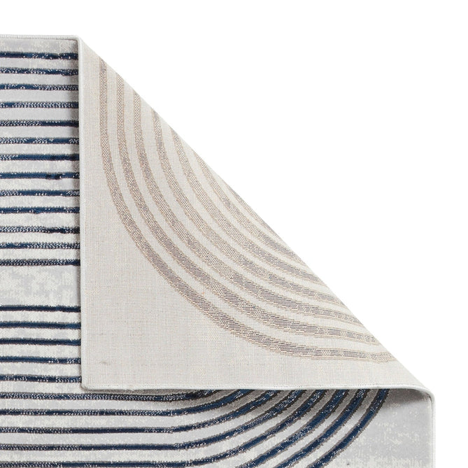 Apollo 2683 Modern Geometric Swirl Distressed Metallic Shimmer High-Density Textured Low Profile Short-Pile Grey/Cream/Navy Rug-Think Rugs-Rug Love - The Most Loved Rug Store