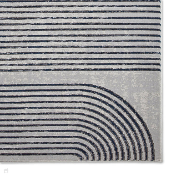 Apollo 2683 Modern Geometric Swirl Distressed Metallic Shimmer High-Density Textured Low Profile Short-Pile Grey/Cream/Navy Rug-Think Rugs-Rug Love - The Most Loved Rug Store
