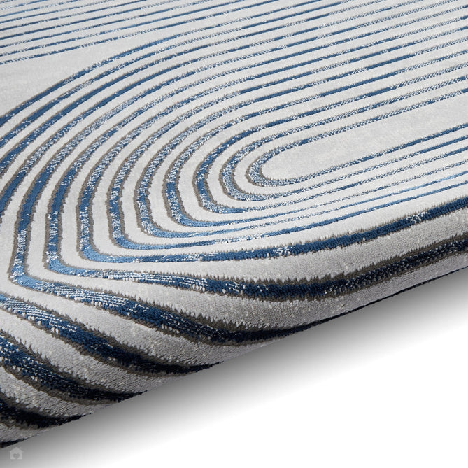 Apollo 2683 Modern Geometric Swirl Distressed Metallic Shimmer High-Density Textured Low Profile Short-Pile Grey/Cream/Navy Rug-Think Rugs-Rug Love - The Most Loved Rug Store