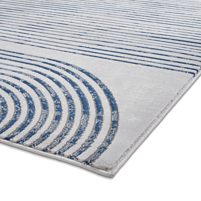 Apollo 2683 Modern Geometric Swirl Distressed Metallic Shimmer High-Density Textured Low Profile Short-Pile Grey/Cream/Navy Rug-Think Rugs-Rug Love - The Most Loved Rug Store