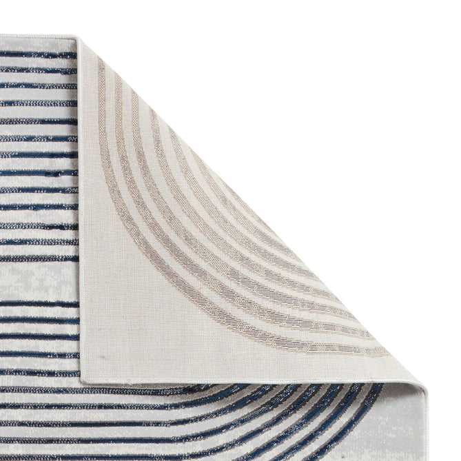 Apollo 2683 Modern Geometric Swirl Distressed Metallic Shimmer High-Density Textured Low Profile Short-Pile Grey/Cream/Navy Rug-Think Rugs-Rug Love - The Most Loved Rug Store