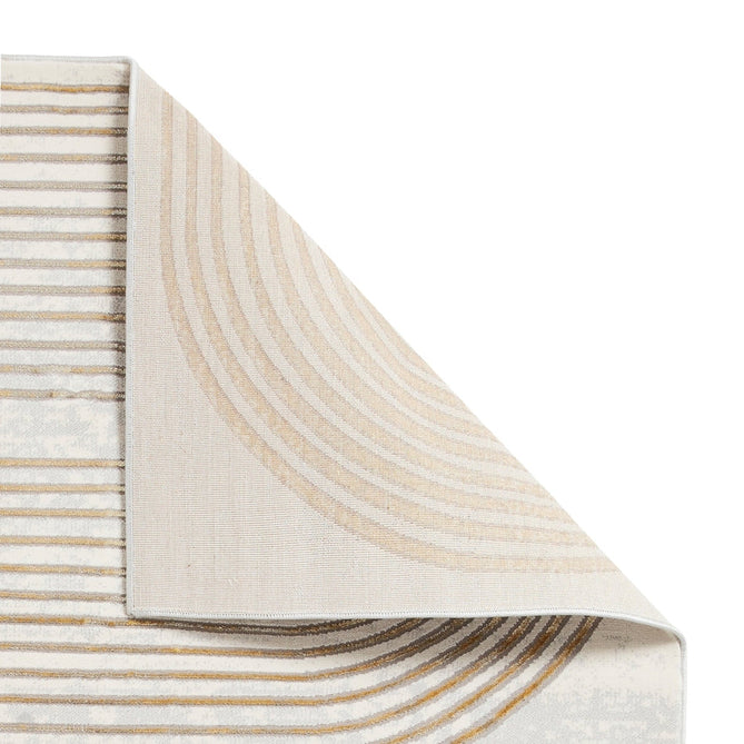 Apollo 2683 Modern Geometric Swirl Distressed Metallic Shimmer High-Density Textured Low Profile Short-Pile Grey/Gold/Cream Rug-Think Rugs-Rug Love - The Most Loved Rug Store