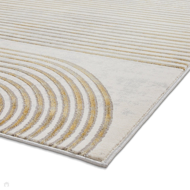 Apollo 2683 Modern Geometric Swirl Distressed Metallic Shimmer High-Density Textured Low Profile Short-Pile Grey/Gold/Cream Rug-Think Rugs-Rug Love - The Most Loved Rug Store