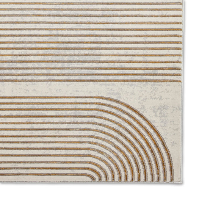 Apollo 2683 Modern Geometric Swirl Distressed Metallic Shimmer High-Density Textured Low Profile Short-Pile Grey/Gold/Cream Rug-Think Rugs-Rug Love - The Most Loved Rug Store