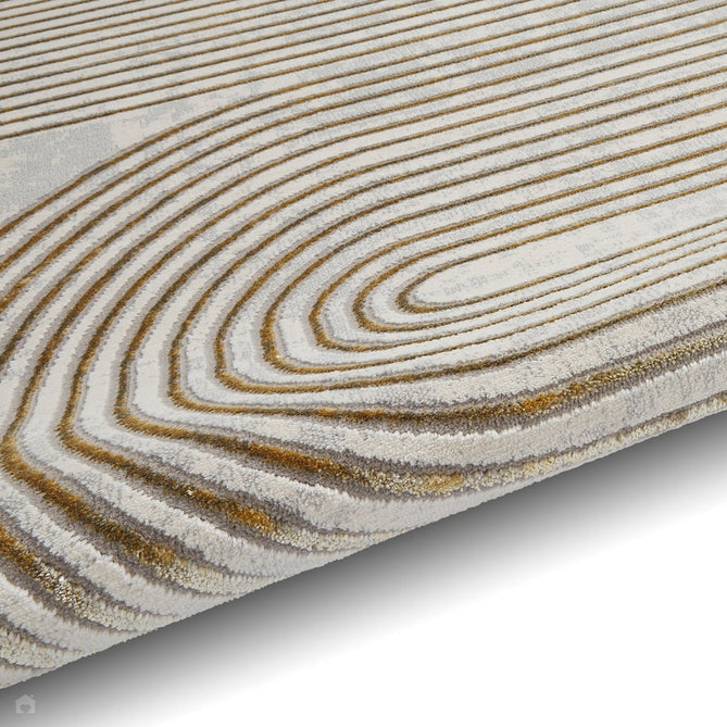 Apollo 2683 Modern Geometric Swirl Distressed Metallic Shimmer High-Density Textured Low Profile Short-Pile Grey/Gold/Cream Rug-Think Rugs-Rug Love - The Most Loved Rug Store