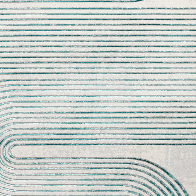 Apollo 2683 Modern Geometric Swirl Distressed Metallic Shimmer High-Density Textured Low Profile Short-Pile Grey/TealGreen/Cream Rug-Think Rugs-Rug Love - The Most Loved Rug Store