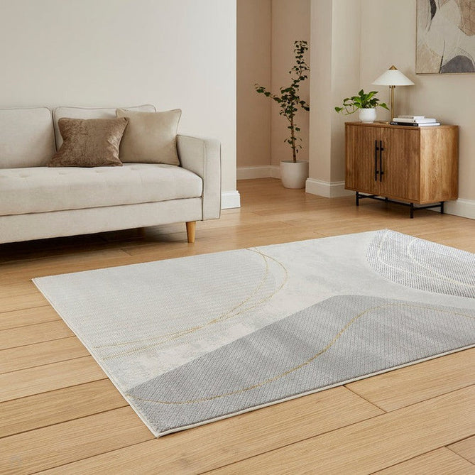Apollo E9974 Modern Abstract Distressed Marble Metallic Shimmer High-Density Textured Low Profile Short-Pile Grey/Gold Rug-Think Rugs-Rug Love - The Most Loved Rug Store
