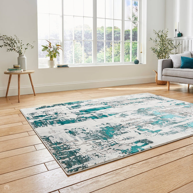 Apollo GR579 Modern Abstract Distressed Metallic Shimmer High-Density Textured Low Profile Short-Pile Grey/Green/Cream Rug-Think Rugs-Rug Love - The Most Loved Rug Store