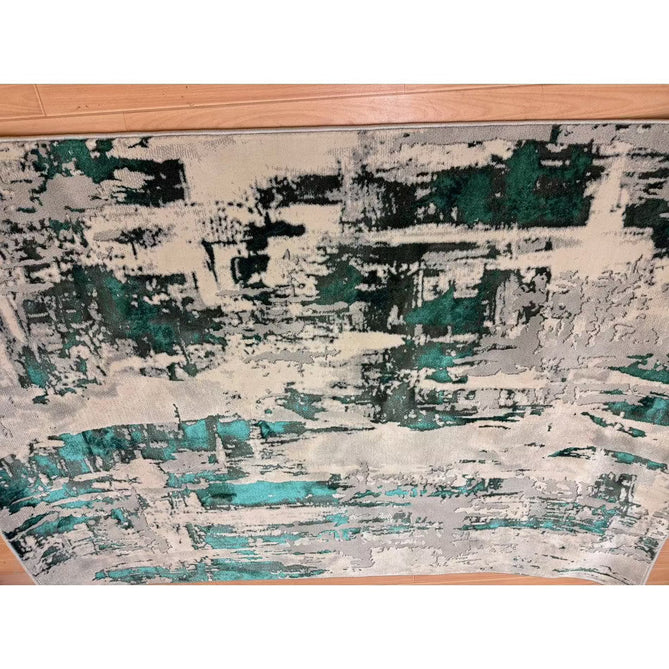 Apollo GR579 Modern Abstract Distressed Metallic Shimmer High-Density Textured Low Profile Short-Pile Grey/Green/Cream Rug-Think Rugs-Rug Love - The Most Loved Rug Store