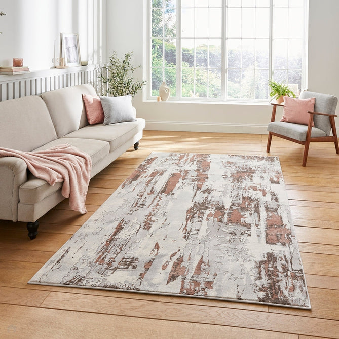 Apollo GR579 Modern Abstract Distressed Metallic Shimmer High-Density Textured Low Profile Short-Pile Grey/Rose/Cream Rug-Think Rugs-Rug Love - The Most Loved Rug Store