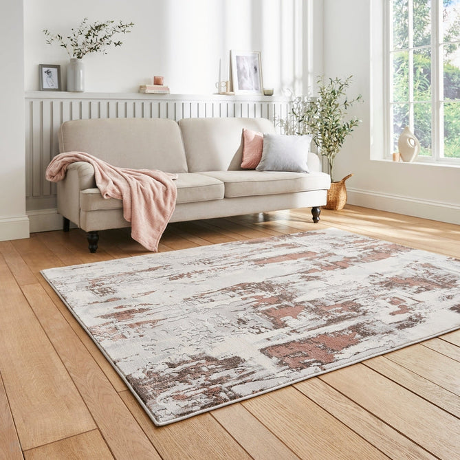 Apollo GR579 Modern Abstract Distressed Metallic Shimmer High-Density Textured Low Profile Short-Pile Grey/Rose/Cream Rug-Think Rugs-Rug Love - The Most Loved Rug Store